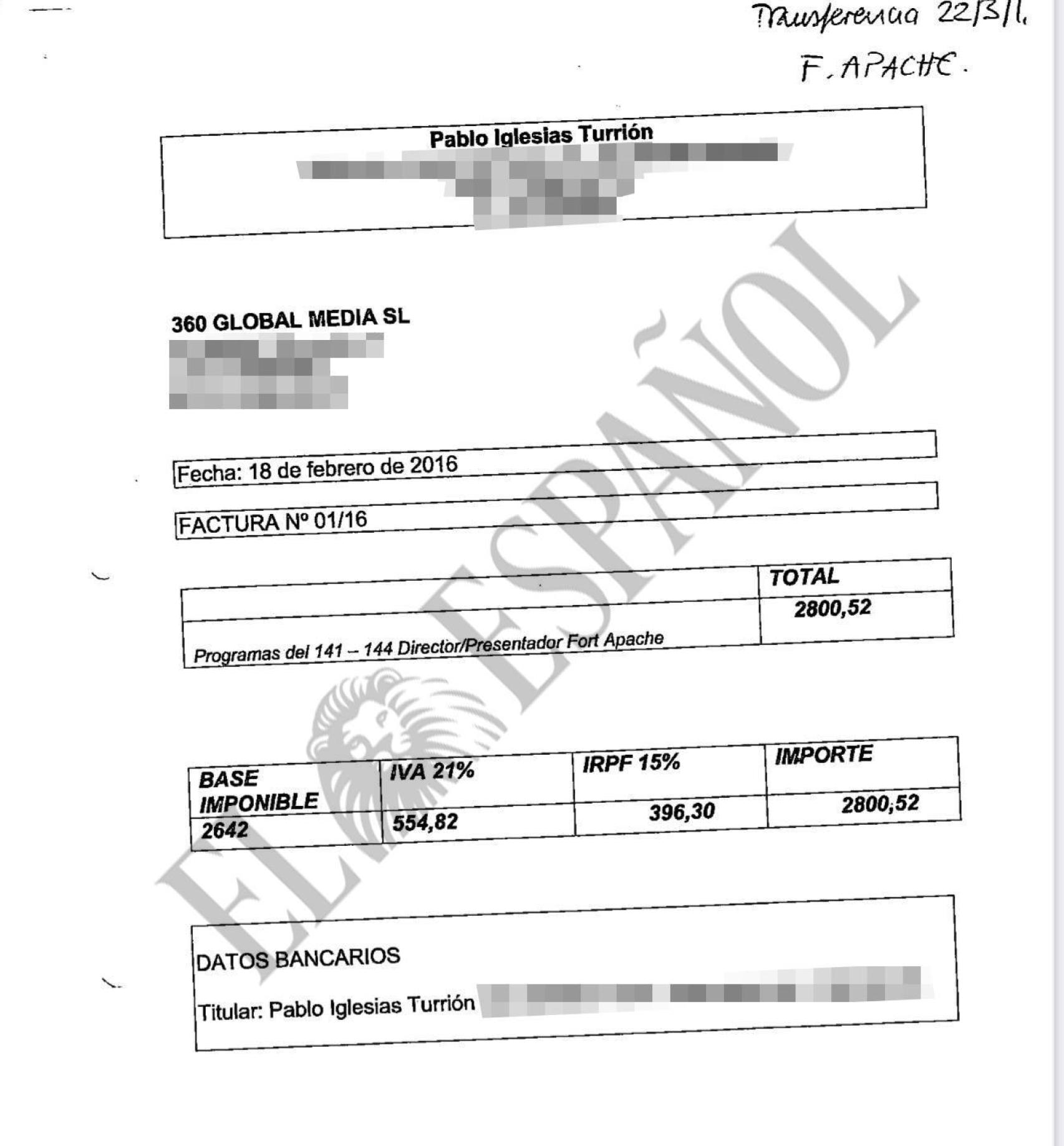 Una de las facturas.