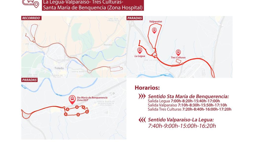 Plano de la nueva línea 32 de transporte urbano en Toledo.