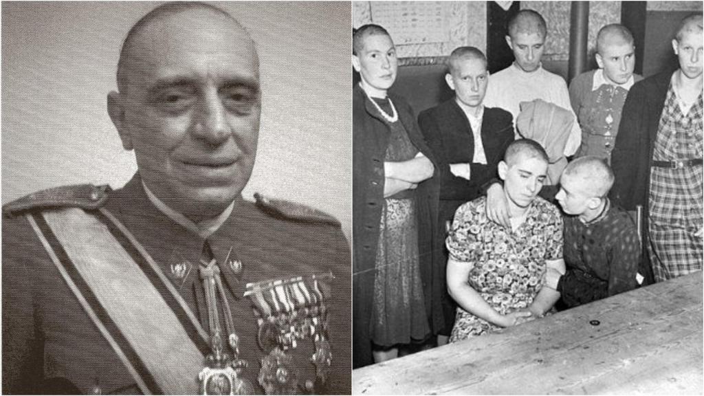 A la izquierda, Antonio Vallejo Nájera. A la derecha, presas del franquismo en una imagen de archivo.