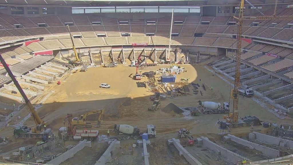 Estado de las obras en el interior del Estadio de La Cartuja.