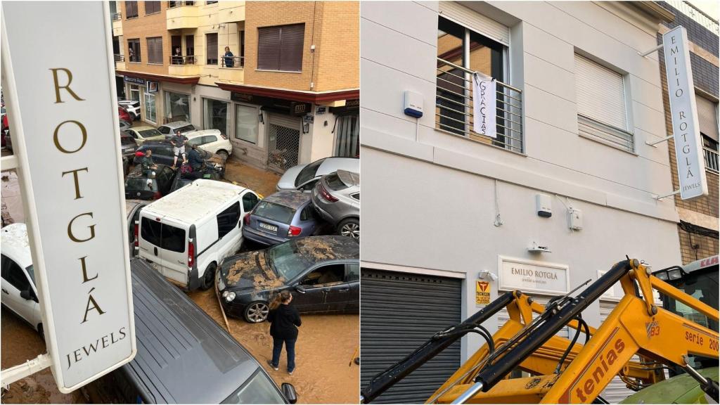 A la izquierda, imagen de la calle desde la joyería Emilio Rotglá; a la derecha,vista de la fachada del negocio. EE