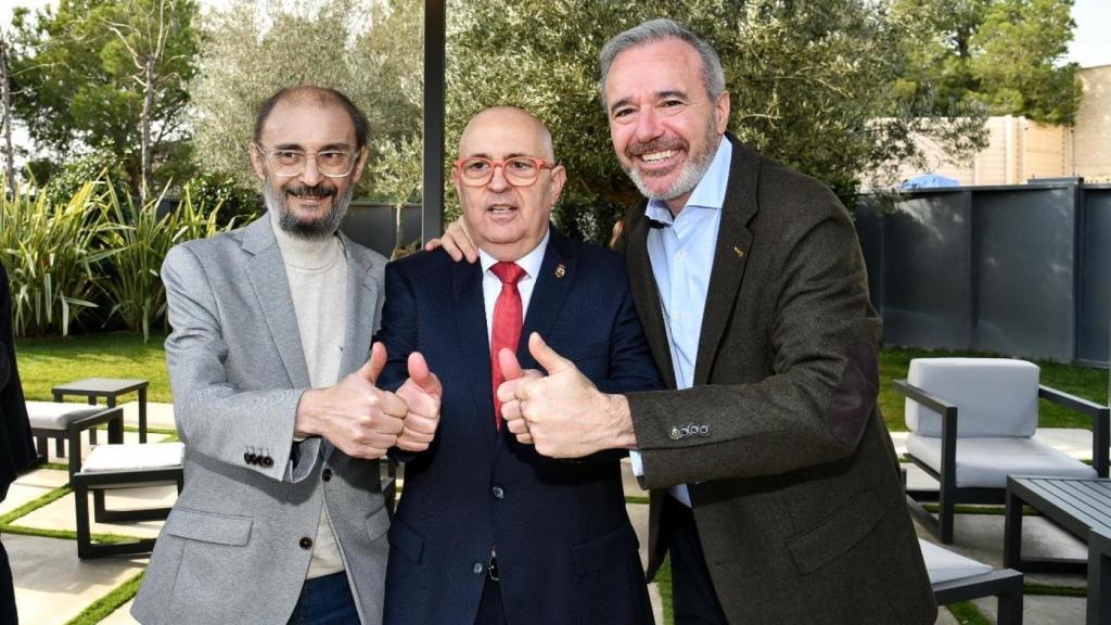 Javier Lambán, José Luis Campos y Jorge Azcón, este sábado.