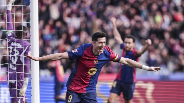 Lewandowski celebra un gol con el FC Barcelona