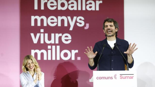 Ernest Urtasun y la vicepresidenta Yolanda Díaz, este sábado en Barcelona.