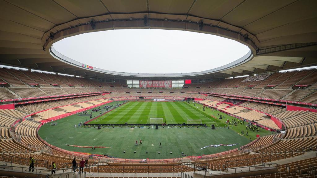 Estado de las obras en el interior del Estadio de La Cartuja.