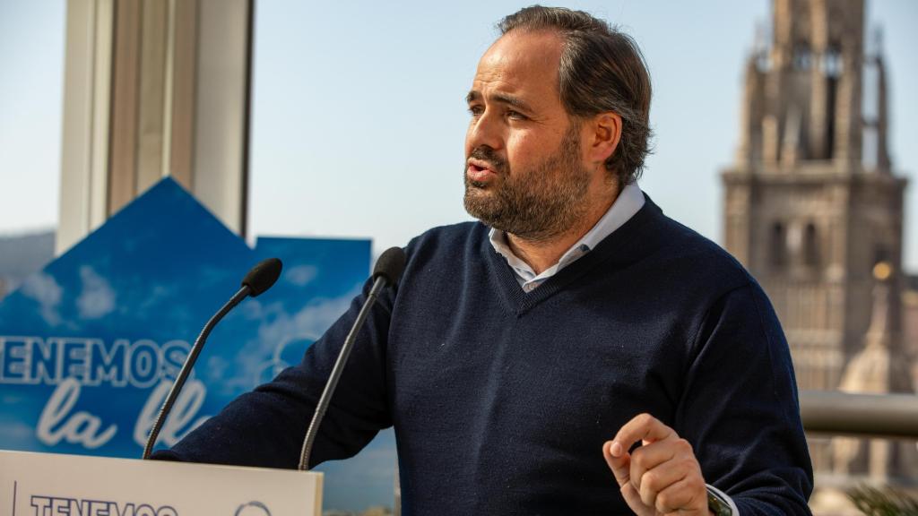 Paco Núñez, presidente del PP de Castilla-La Mancha, este domingo en un acto público en Toledo.