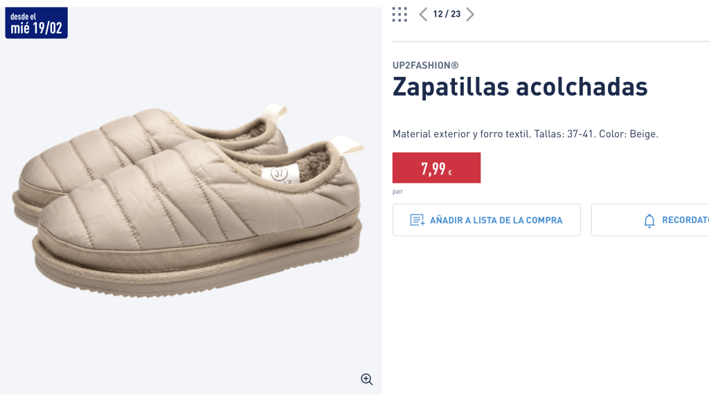 Zapatillas acolchadas.