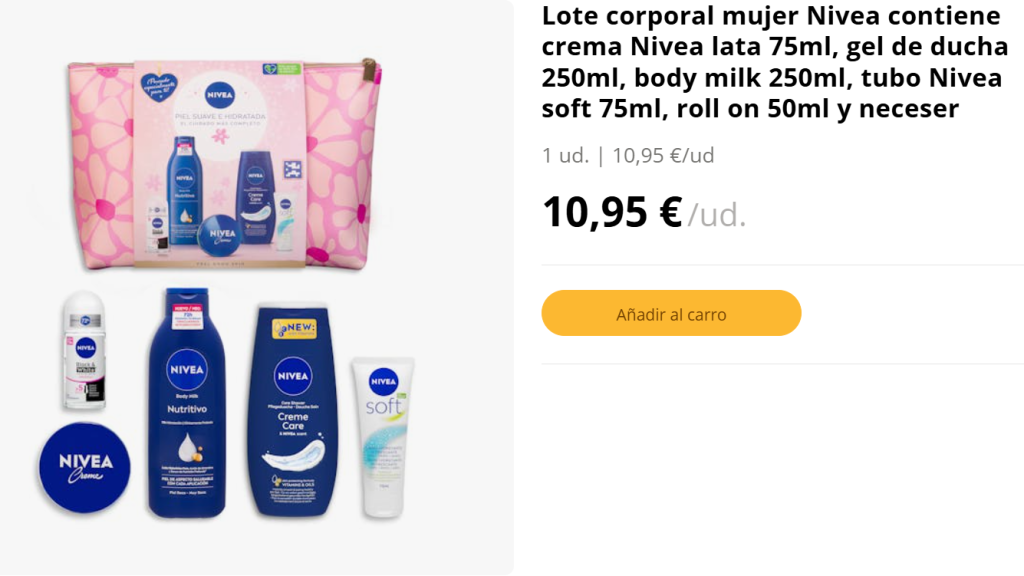 Lote corporal mujer Nivea.