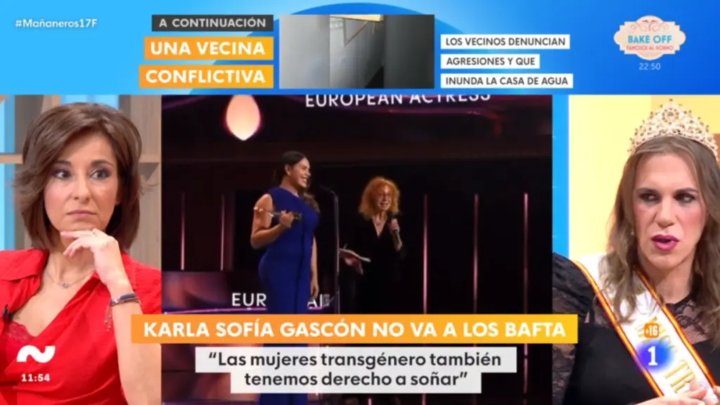 Adela González y Daniela Vallejo, Miss Trans España 2025, en 'Mañaneros'.