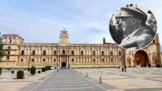 El actual parador de San Marcos y el dictador Francisco Franco, en un montaje de EL ESPAÑOL