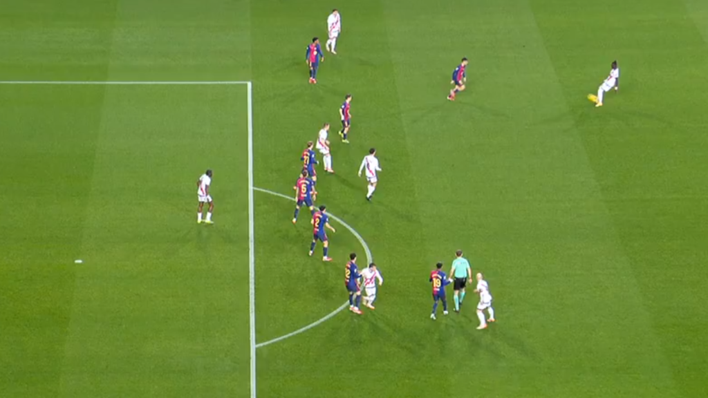 Fuera de juego posicional de Ciss frente al Barça.