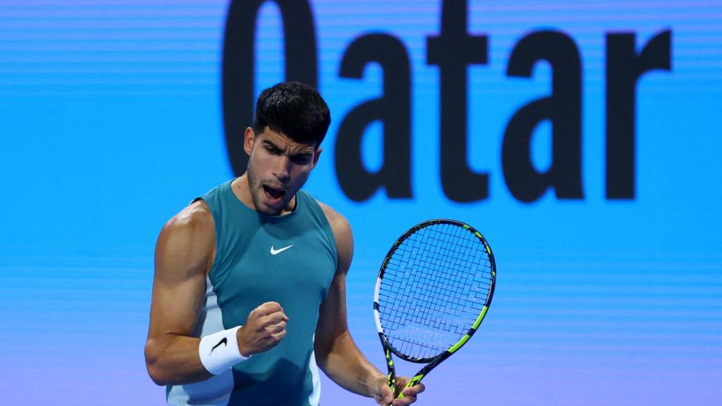 Carlos Alcaraz, durante su partido contra Cilic.