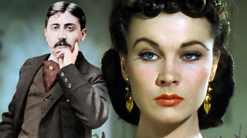 El escritor Marcel Proust y la actriz Vivien Leigh en un momento de 'Lo que el viento se llevó'