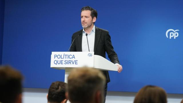 Borja Sémper, portavoz nacional del PP, este lunes en rueda de prensa desde la sede de Génova.