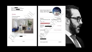 Fotomontaje con el rostro de Aldama y dos documentos que acreditan la reserva de pisos de alquiler turístico.