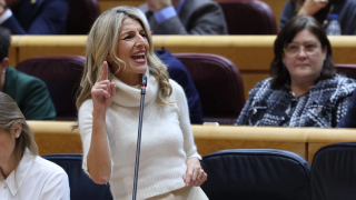 La ministra de Trabajo Yolanda Díaz durante un pleno en el Senado.