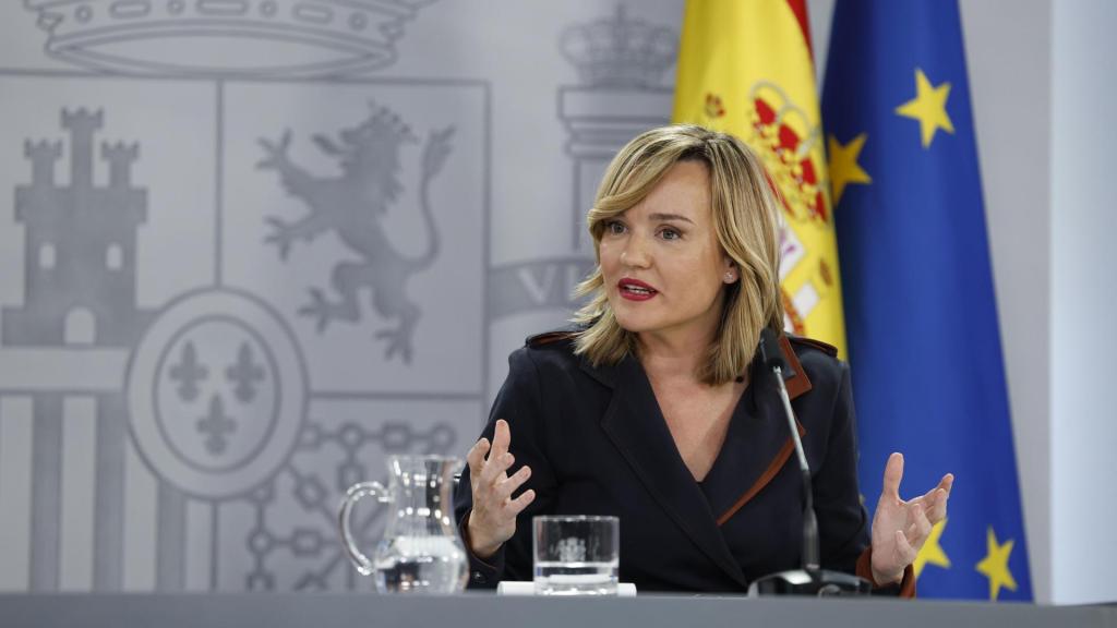 Pilar Alegría durante la rueda de prensa posterior a la reunión del Consejo de Ministros.