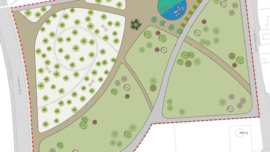 Plano del nuevo parque, en el barrio del Oliver.