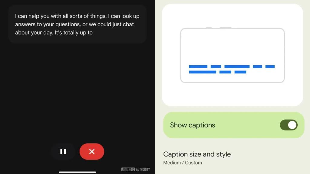 Subtítulos en Gemini Live