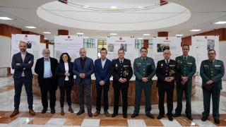 Inauguración de la exposición 'Rolando 2:15-2:45. 50 años de la primera masacre de ETA'. En al acto han participado el decano de la Facultad de Filosofía y Letras, Javier Rodríguez; el director del Centro Memorial de las Víctimas del Terrorismo, Florencio Domínguez; el presidente de la Asociación de Víctimas de Terrorismo de Castilla y León, Sebastián Nogales, y el decano del Colegio Profesional de Periodistas de Castilla y León, Pedro Lechuga