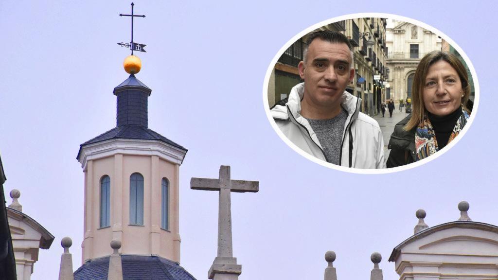 Raúl, Beatriz y la cúpula de la Vera Cruz restaurada, luciendo en Valladolid de nuevo.