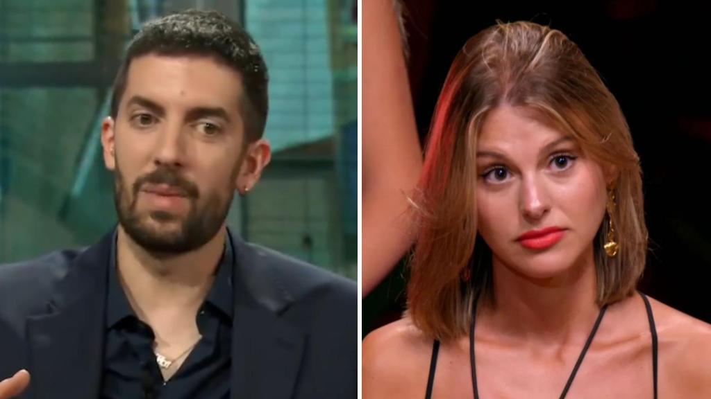 David Broncano y Andrea, de 'La isla de las tentaciones', en un fotomontaje de BLUPER.