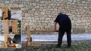 Elaboración experimental de grades láminas de sílex con palanca por parte de Samuel Castillo-Jiménez.