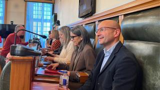 El Grupo Municipal Socialista, durante un pleno del Concello.
