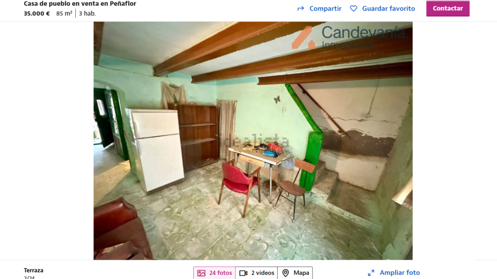 Captura de pantalla de la casa en venta.