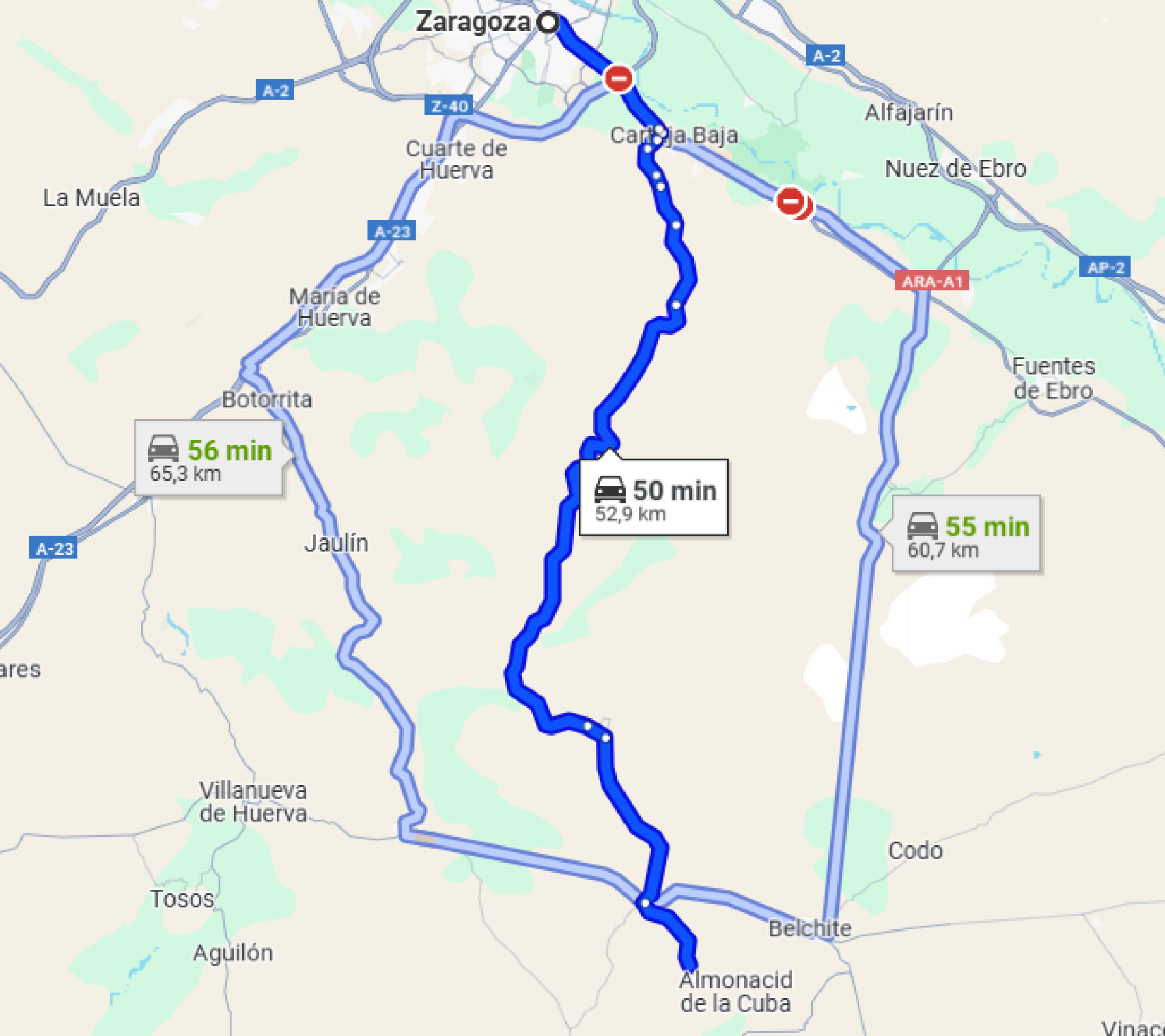 De Zaragoza a Almonacid de la Cuba.