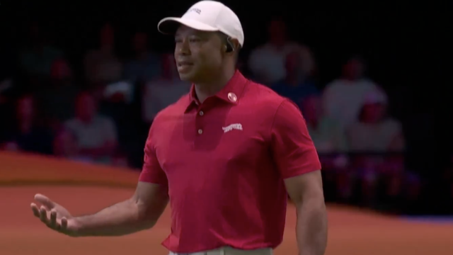 Tiger Woods, durante el partido en el TGL