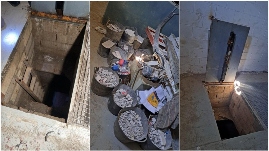 Tres imágenes del interior del 'narcotúnel'.