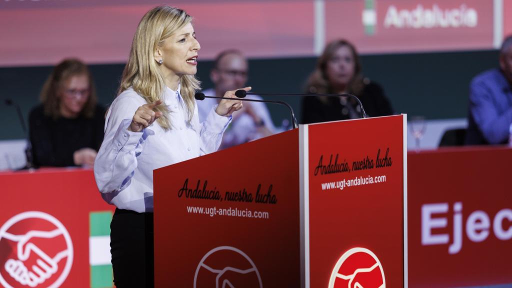 Yolanda Díaz, este miércoles en Granada en el congreso de UGT Andalucía.