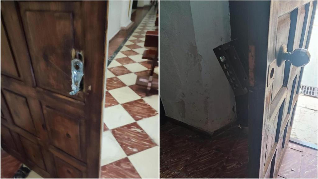 El estado de la puerta de Santo Domingo tras el robo.