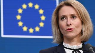 La jefa de la diplomacia de la UE, Kaja Kallas, durante una rueda de prensa