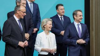 El candidato de la CDU, Friedrich Merch, y Ursula von der Leyen, durante una reciente reunión del PPE