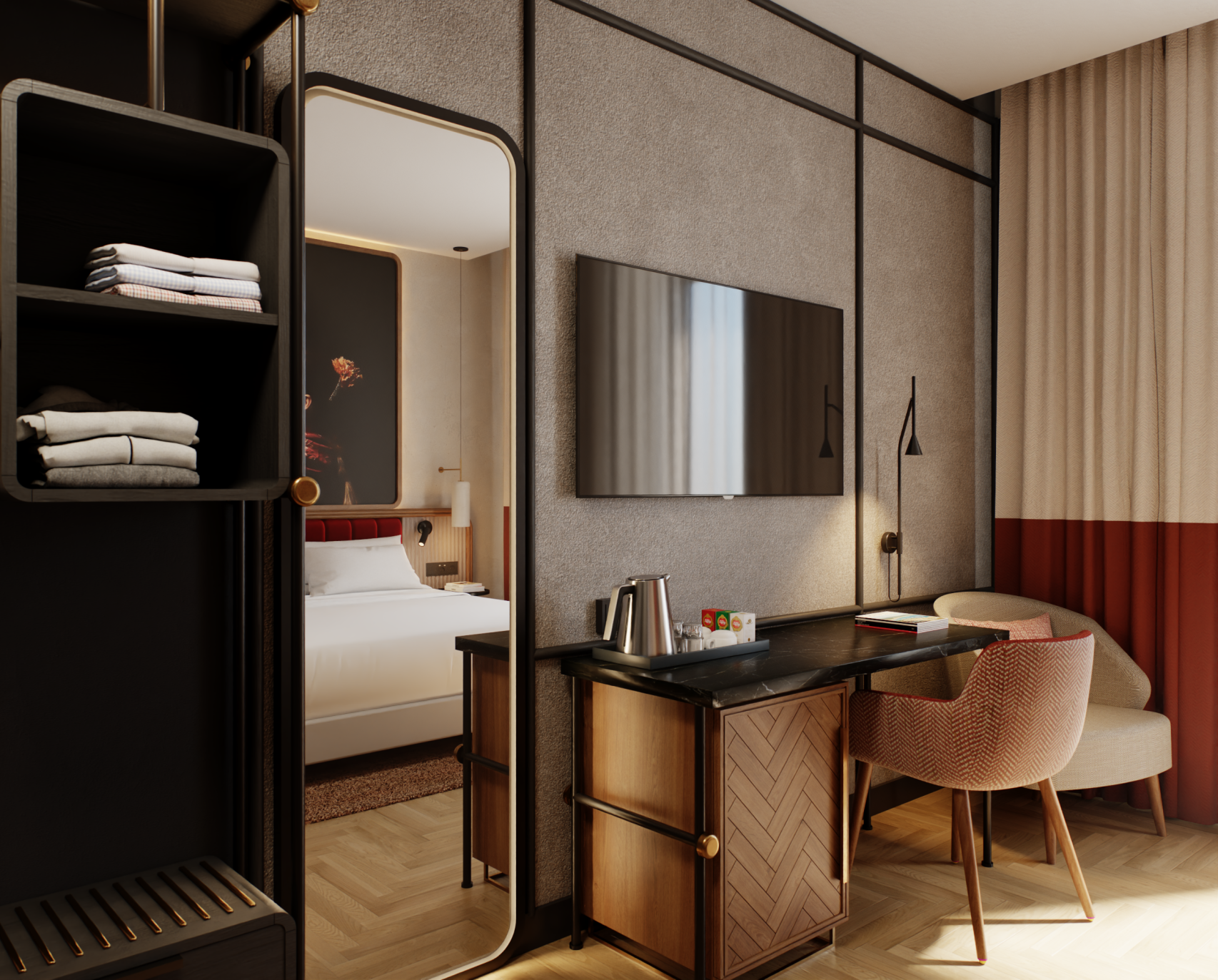 Diseño de una de las habitaciones de Radisson.