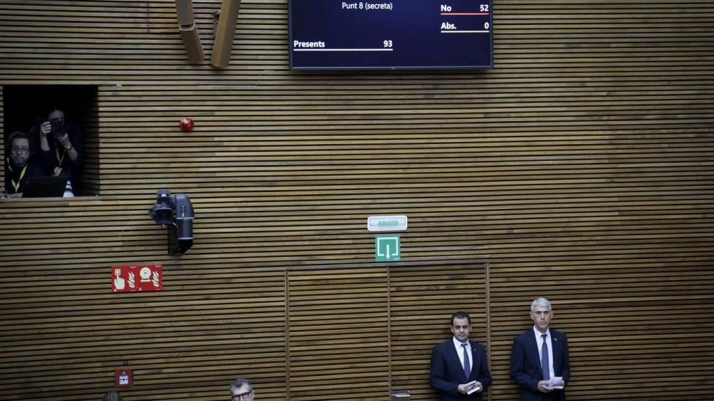 Resultado de la votación sobre la dimisión de Mazón este jueves en Les Corts Valencianes. José Cuéllar