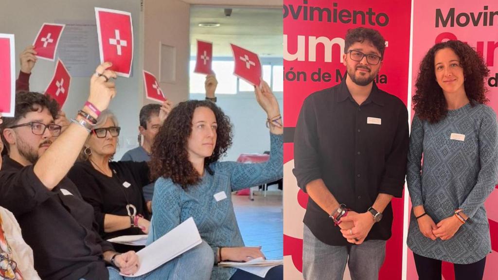 Juan Carlos Pastor y Lorena Lorca, tras ser elegidos colíderes de Sumar en la Región de Murcia.