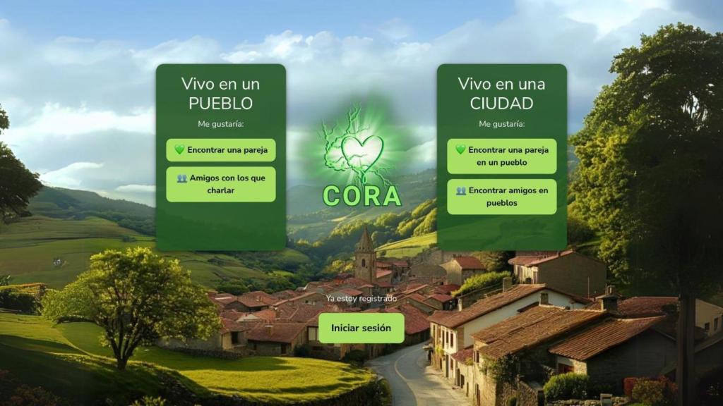Imagen de la pantalla de inicio de 'Cora'.