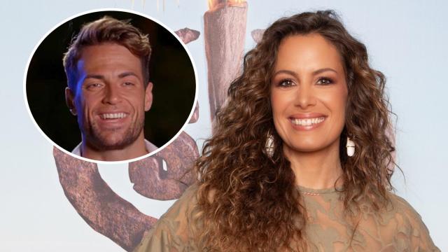 Laura Madrueño y Montoya, de 'La isla de las tentaciones', en un fotomontaje de BLUPER.