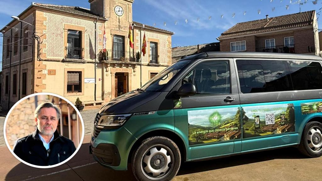 La 'Coravan' en Sebúlcor (Segovia) y, en el círculo, el creador de la aplicación, Ramón Pradera