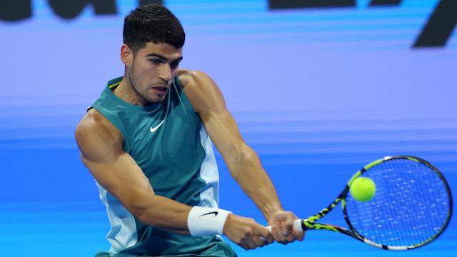 Carlos Alcaraz, durante el partido contra Lehecka.