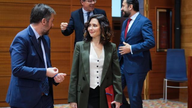Isabel Díaz Ayuso a su llegada a la Asamblea de Madrid este jueves, 20 de febrero.