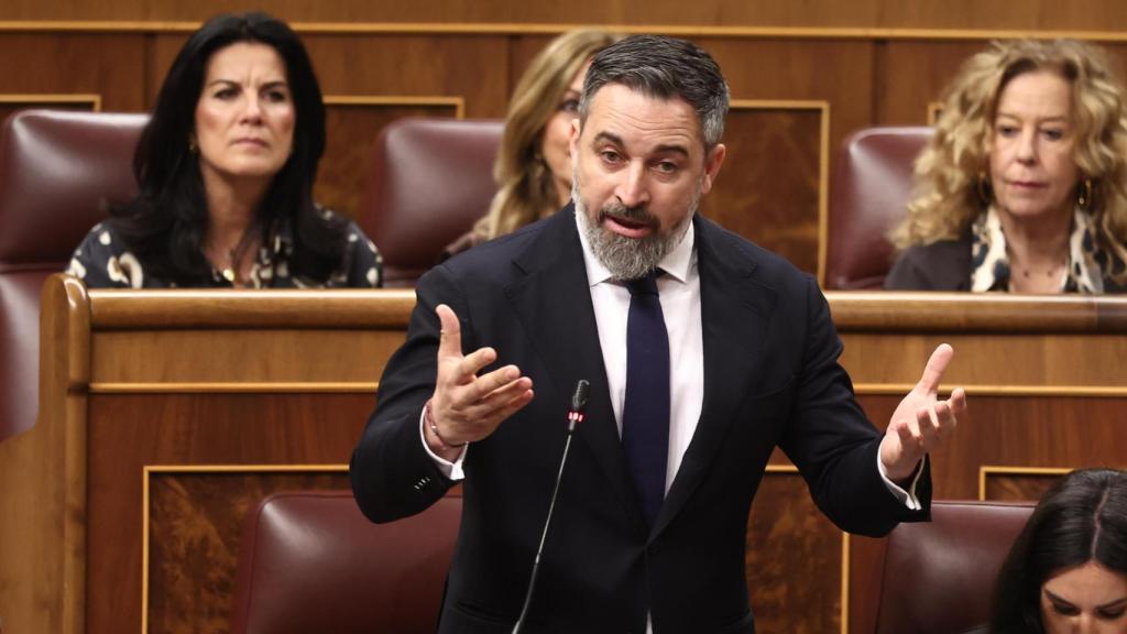 El presidente de Vox, Santiago Abascal, durante la última sesión de control al Gobierno en el Congreso de los Diputados.