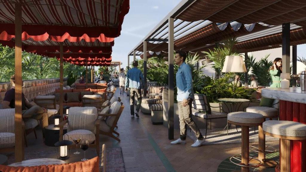 Infografía de la terraza del nuevo hotel previsto en el barrio de La Trinidad, en Málaga.