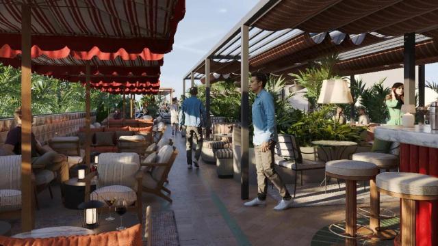 Infografía de la terraza del nuevo hotel previsto en el barrio de La Trinidad, en Málaga.