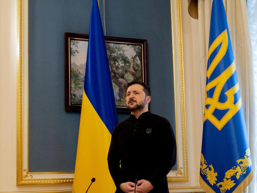 Zelenski, este miércoles en su gabinete presidencial.