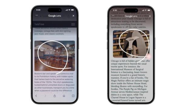 Circle to Search de Google  in iPhone