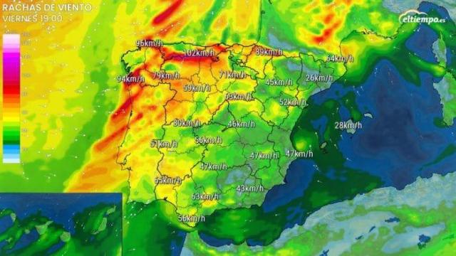 Rachas de viento previstas la tarde del viernes, con el avance del frente
